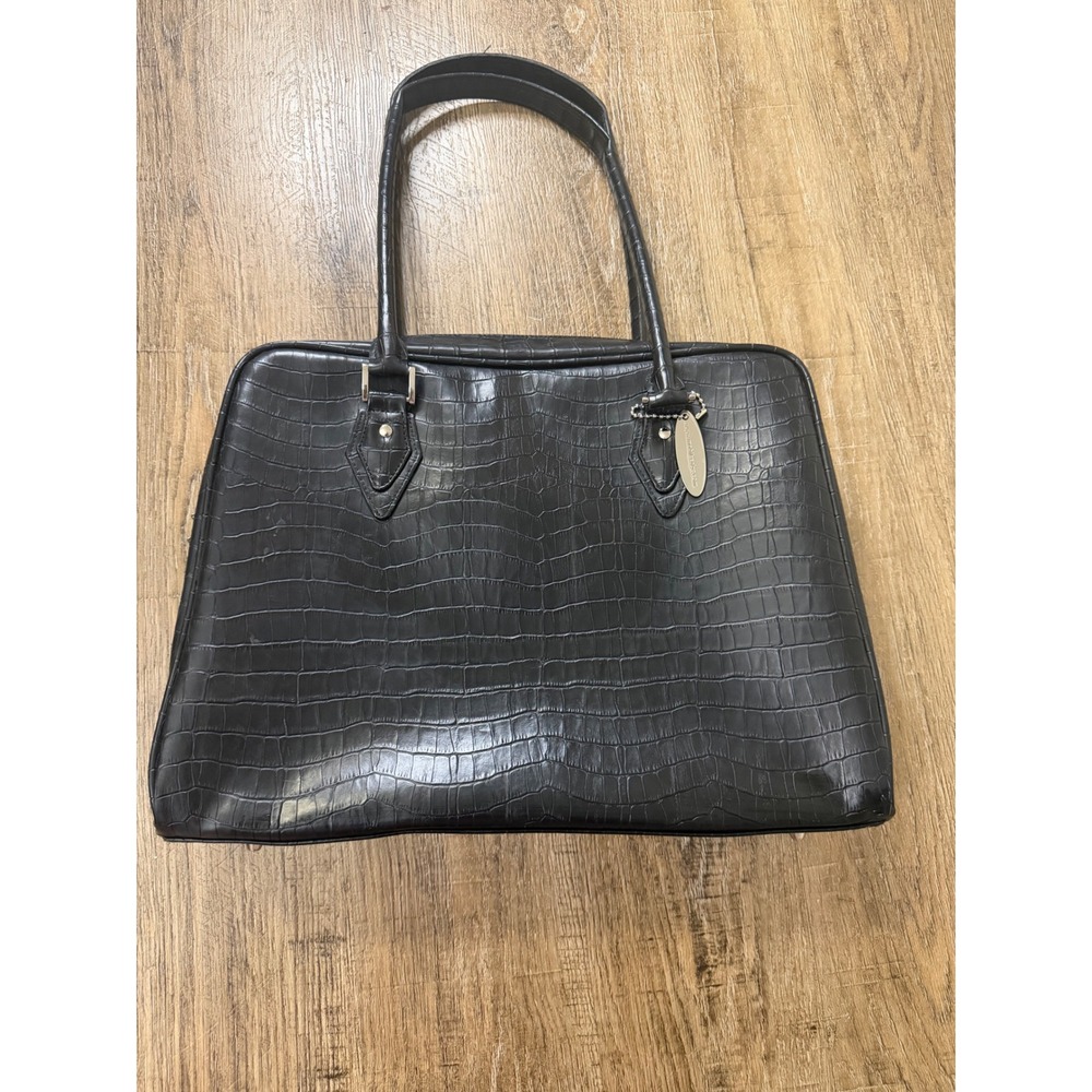 Mobile Edge Black Faux Croc Laptop Tote Bag Briefcase Professional Handbag